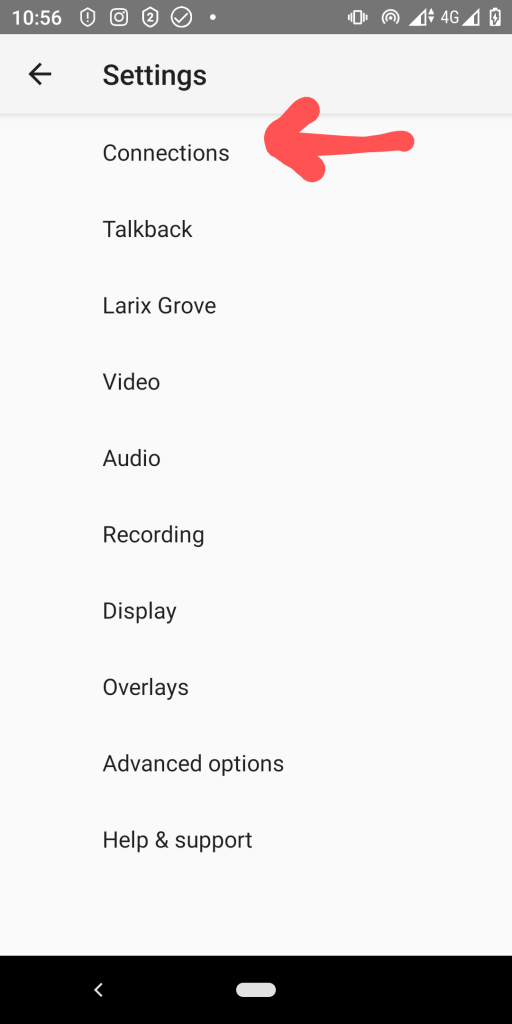 تنظیمات کانکشن در Larix Broadcaster برای گذاشتن لوگو در لایو اینستاگرام